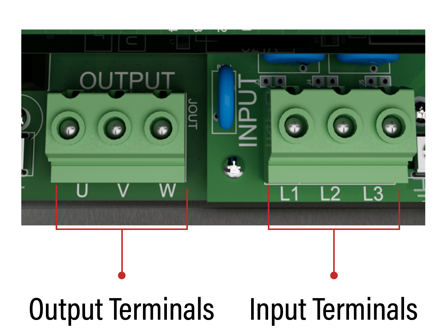 Input, output, and ground terminals